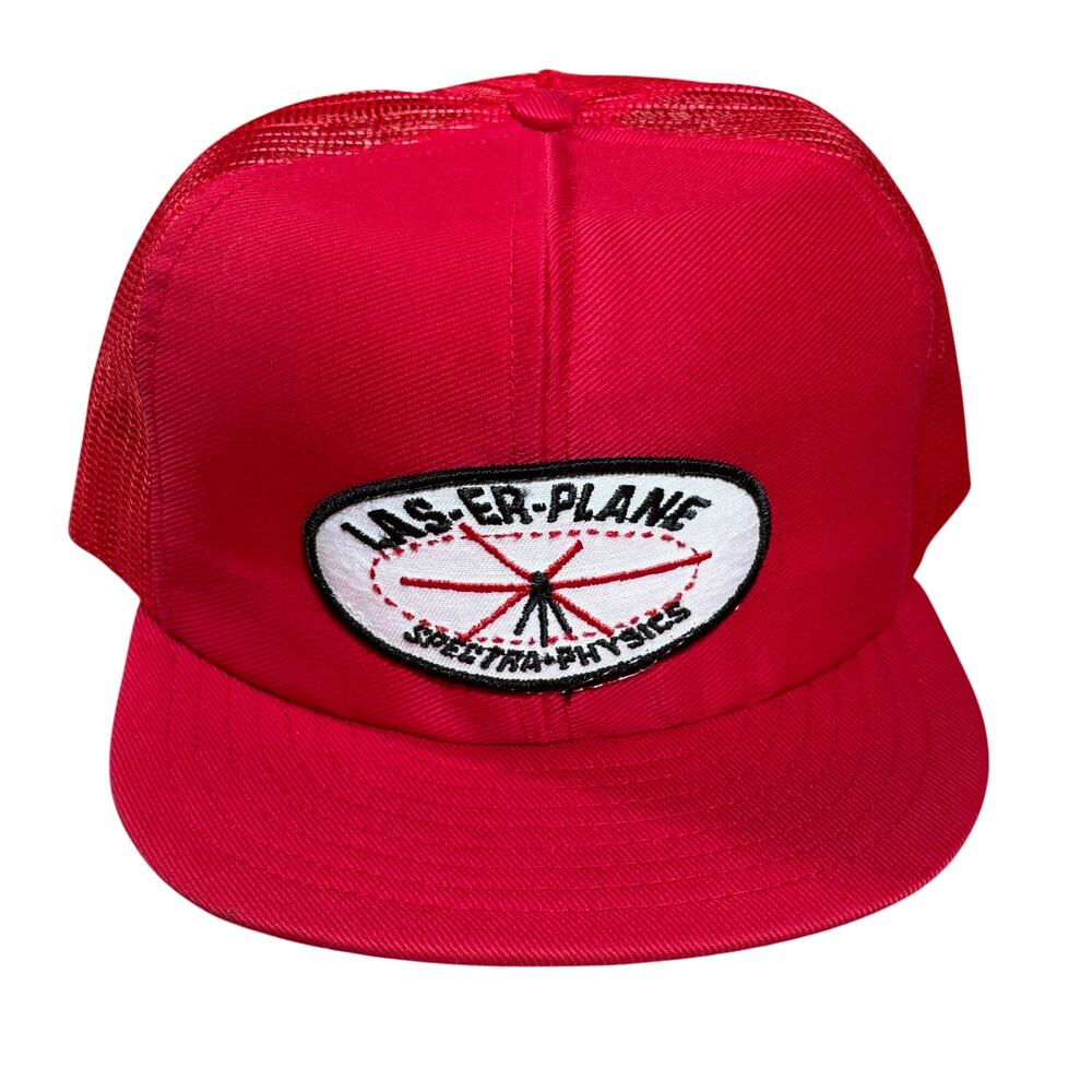 Vintage LAS-ER-PLANE Spectra Physics Snapback Hat Red Mesh Trucker Cap